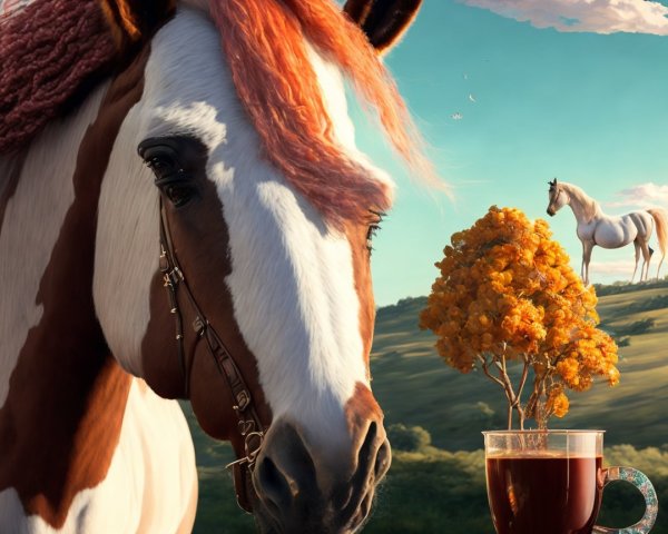 Majestic horses in a serene pastoral setting