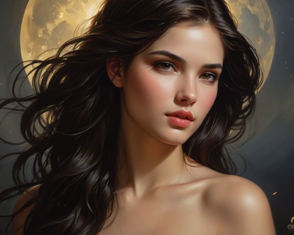 Portrait of a Young Woman with Ethereal Moonlight
