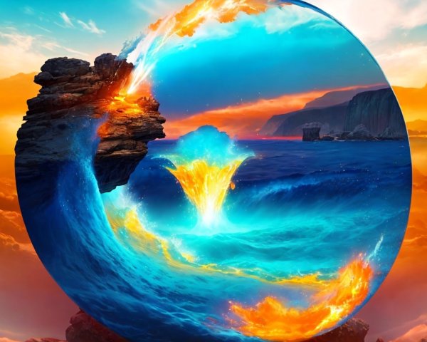 Surreal Landscape with Circular Portal and Elements