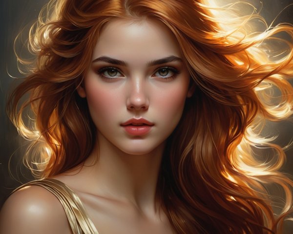 Portrait of a Young Woman with Vibrant Red Hair