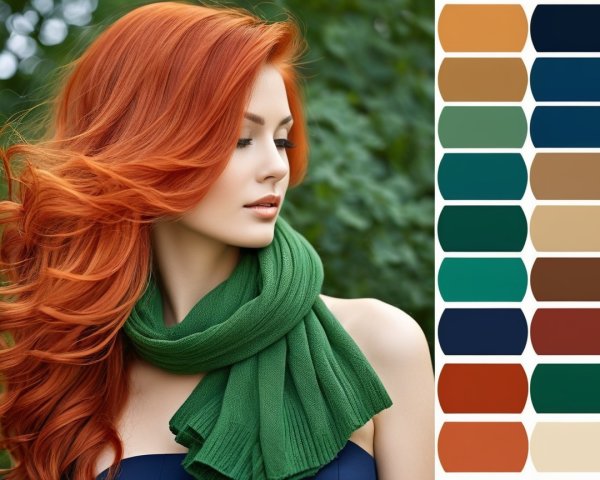 Portrait of a Woman with Auburn Hair and Color Palette