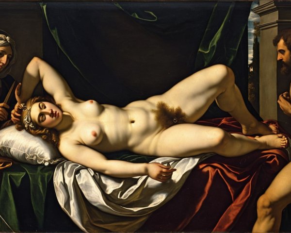Reclining Nude Woman Surrounded by Attendants