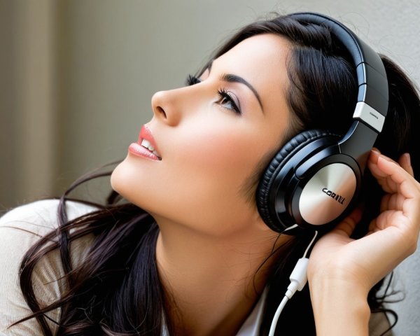 Young woman with headphones in serene setting