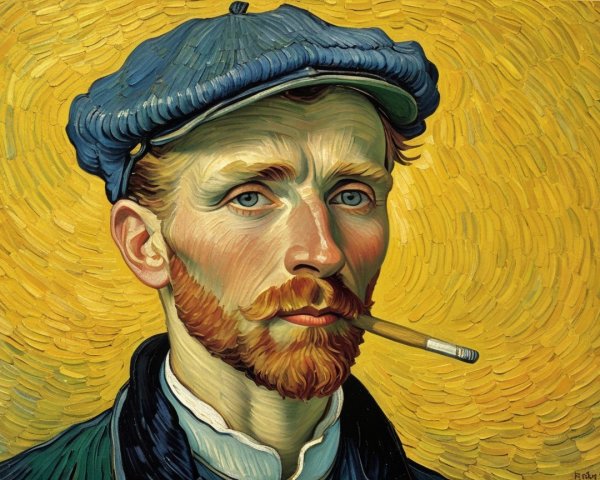 Self-Portrait of a Bearded Man in Blue Cap