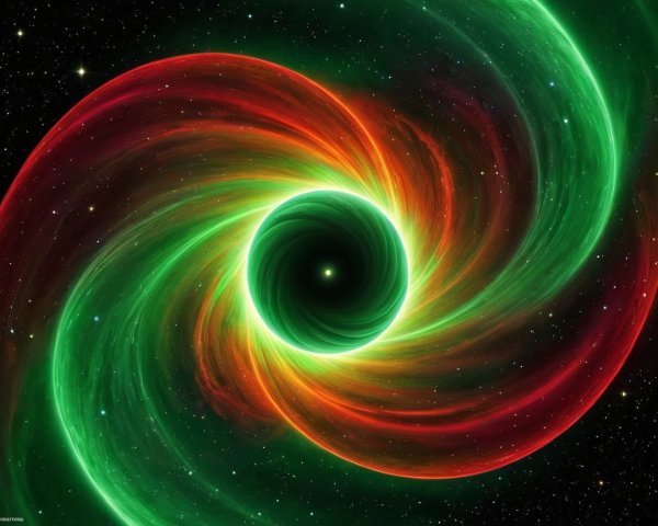 Vibrant Cosmic Swirl with Red and Green Hues