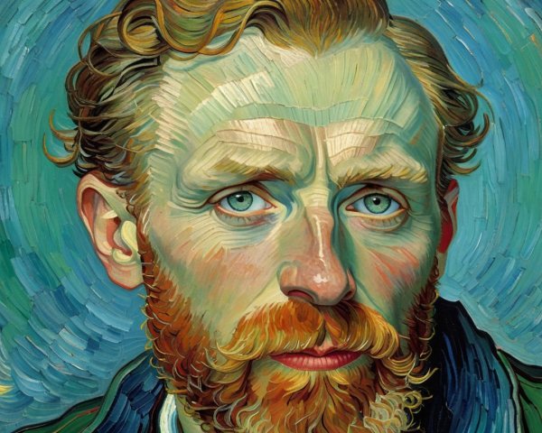 Close-up Portrait of a Man with Blue Eyes and Red Beard