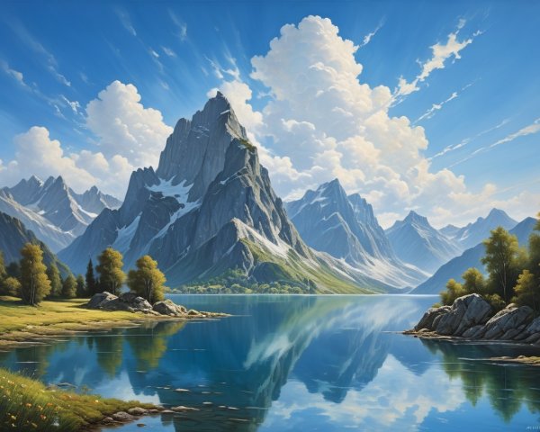 Majestic Mountain Landscape with Tranquil Lake