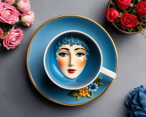 Elegant tea cup and plate with floral arrangement