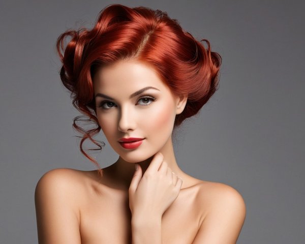 Portrait of a woman with vibrant red hair and curls