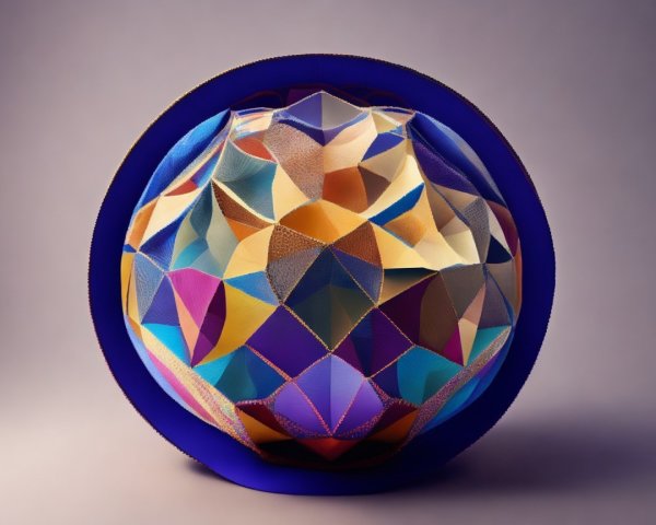 Spherical Sculpture of Geometric Shapes in Colors