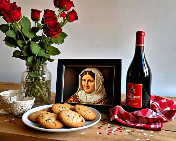 Cozy Table Setting with Roses and Festive Decor
