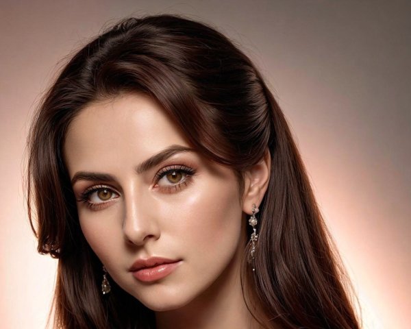 Close-Up Portrait of a Young Woman with Dark Hair