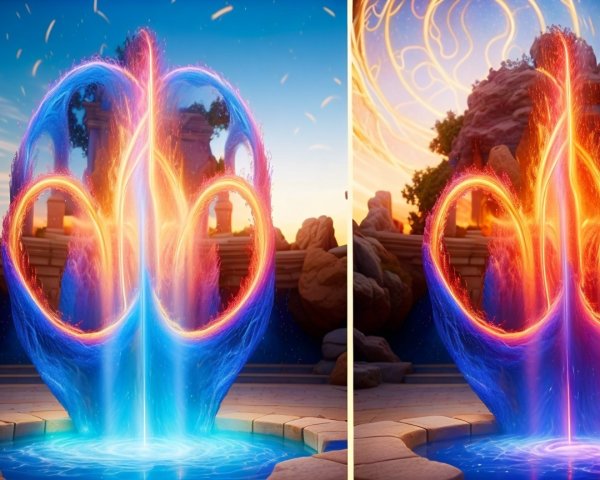 Vibrant Water Fountain in Serene Natural Setting