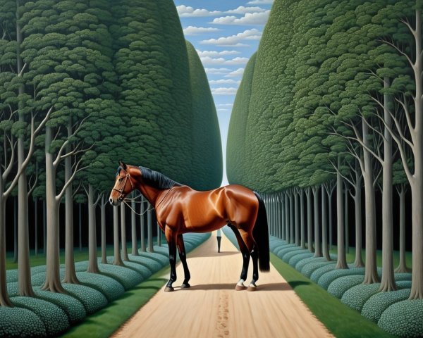 Majestic Brown Horse on Serene Sandy Path