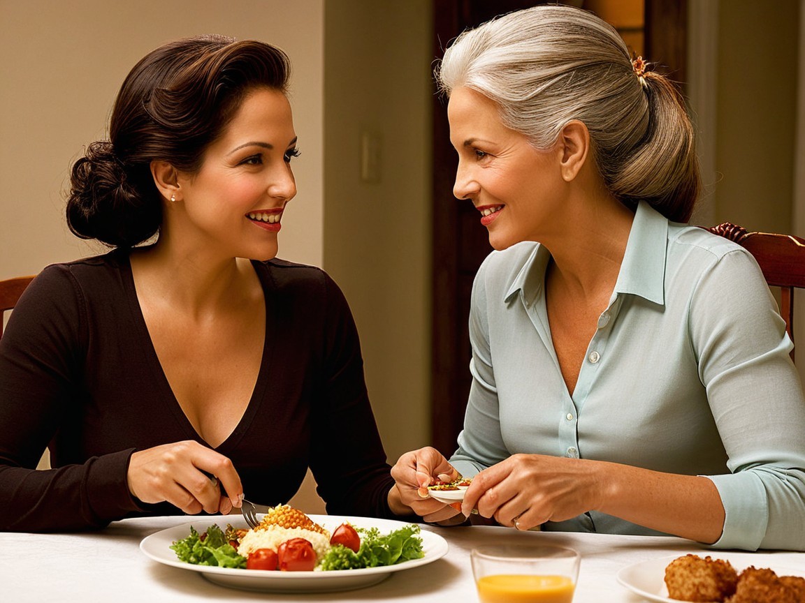 Women enjoying a meal together at a dining table