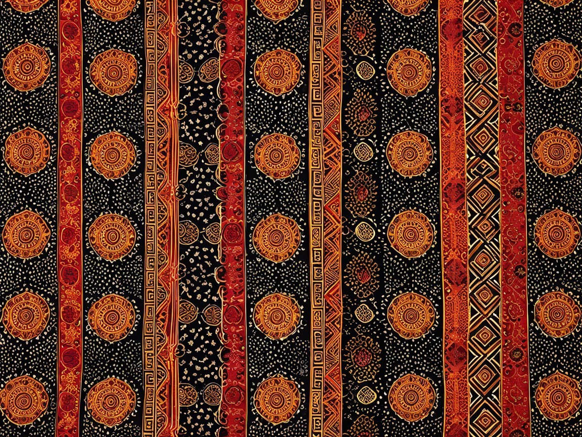 Vibrant Textile Pattern with Stripes and Geometric Designs