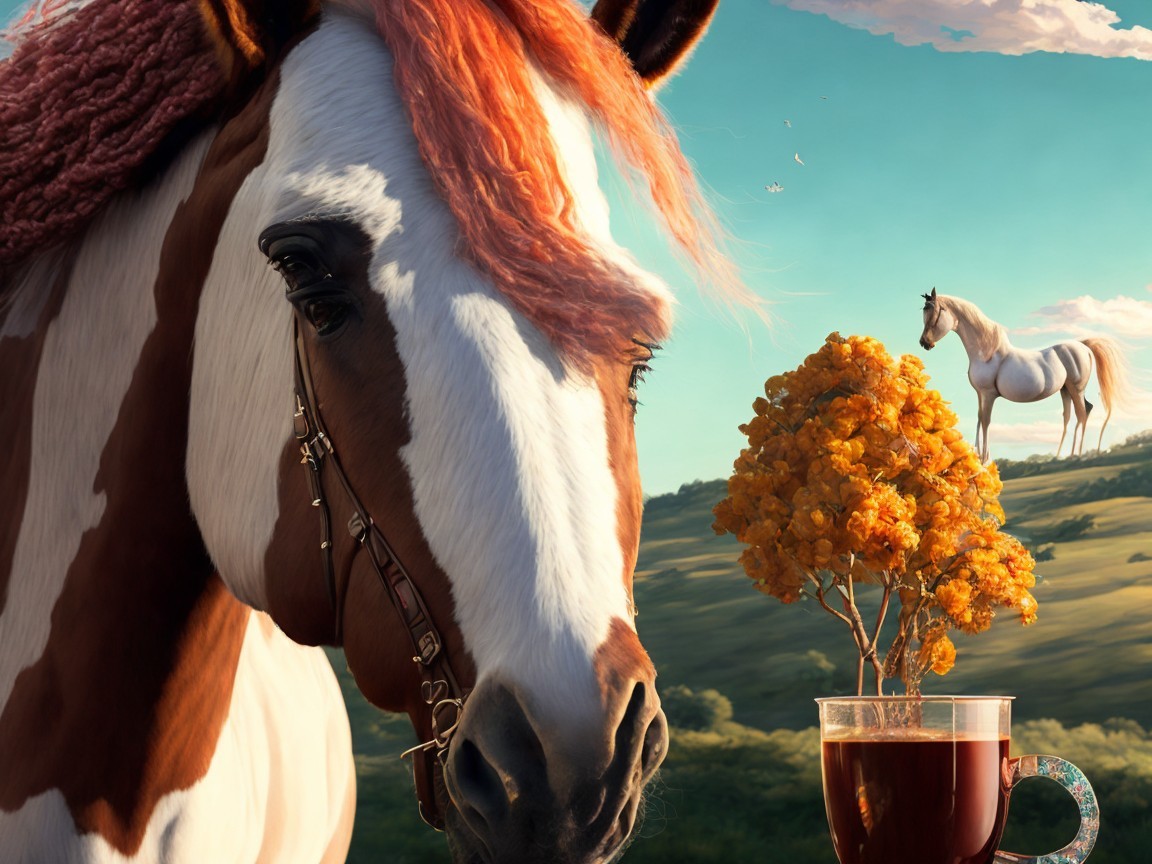 Majestic horses in a serene pastoral setting