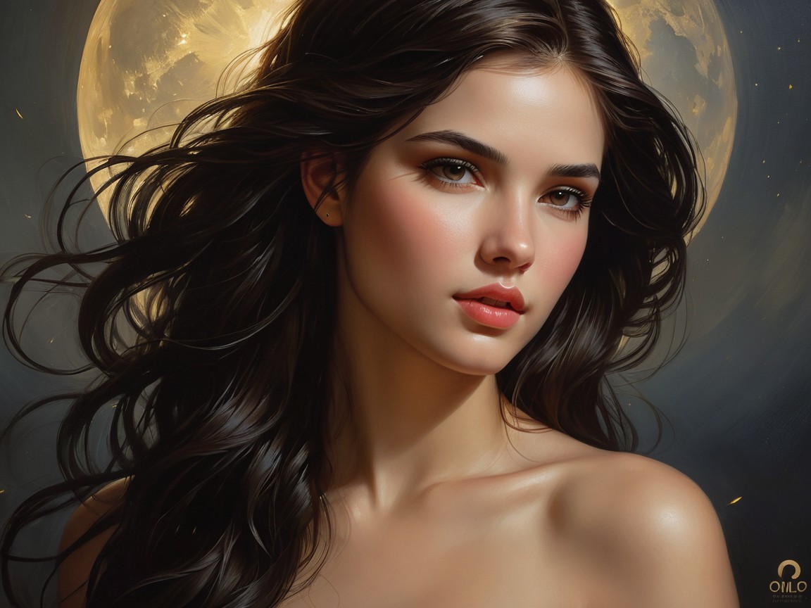 Portrait of a Young Woman with Ethereal Moonlight