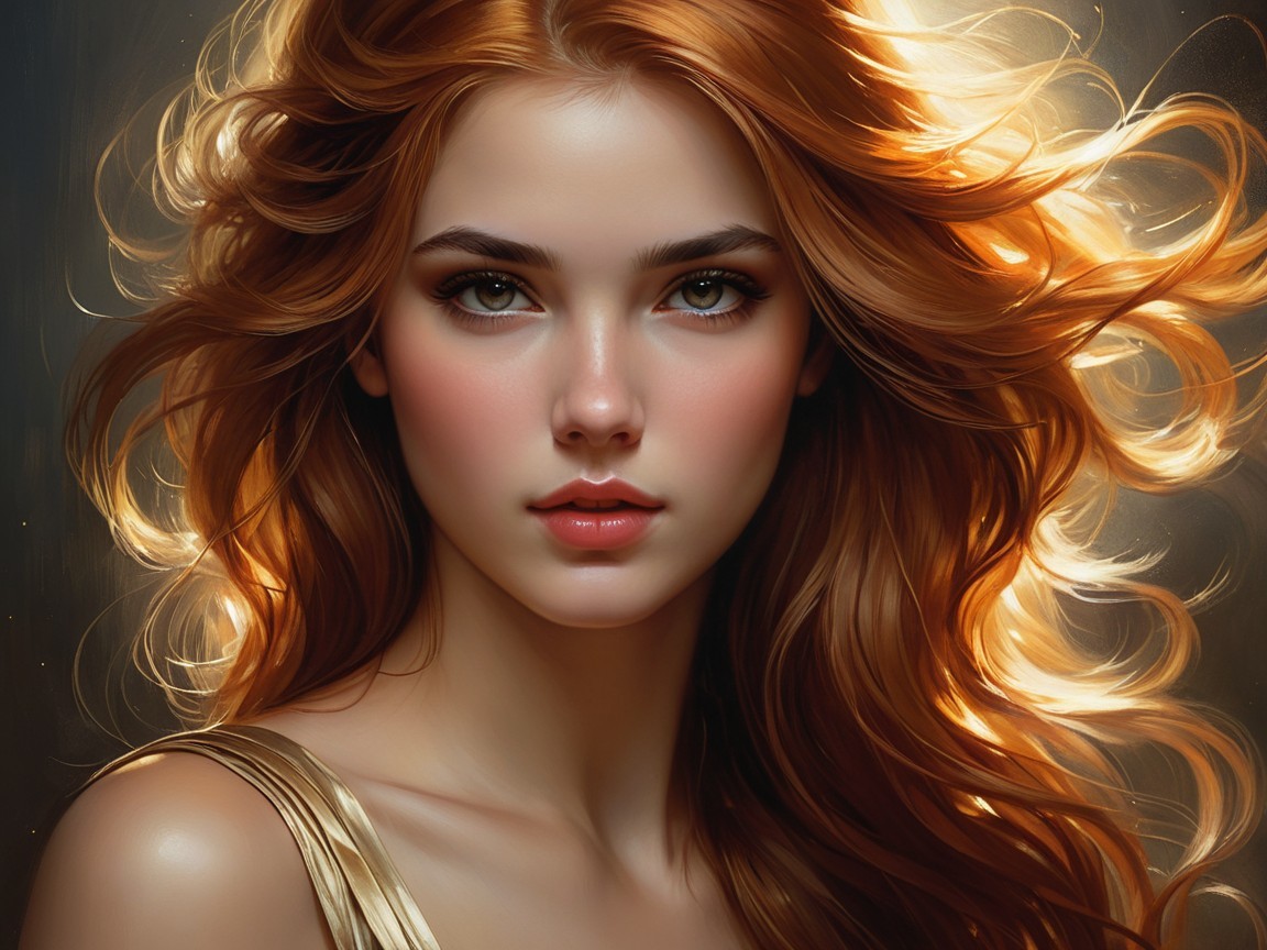 Portrait of a Young Woman with Vibrant Red Hair