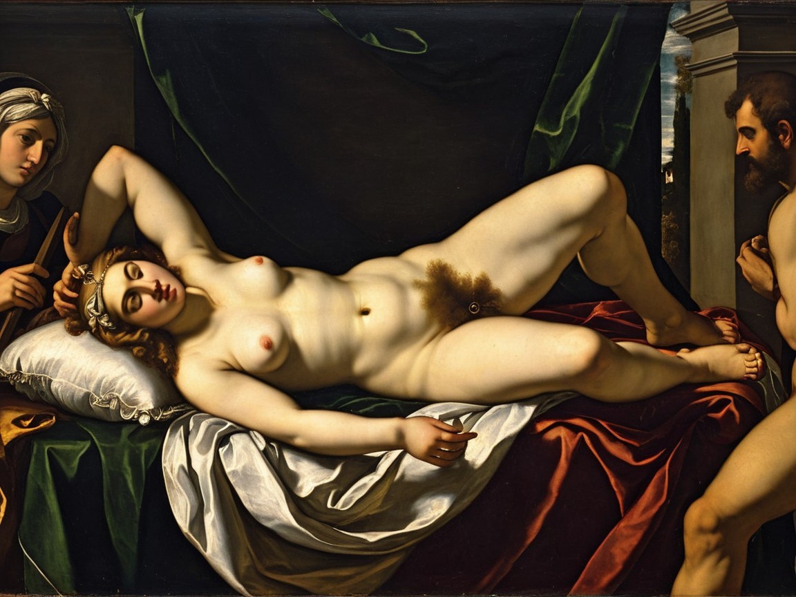 Reclining Nude Woman Surrounded by Attendants