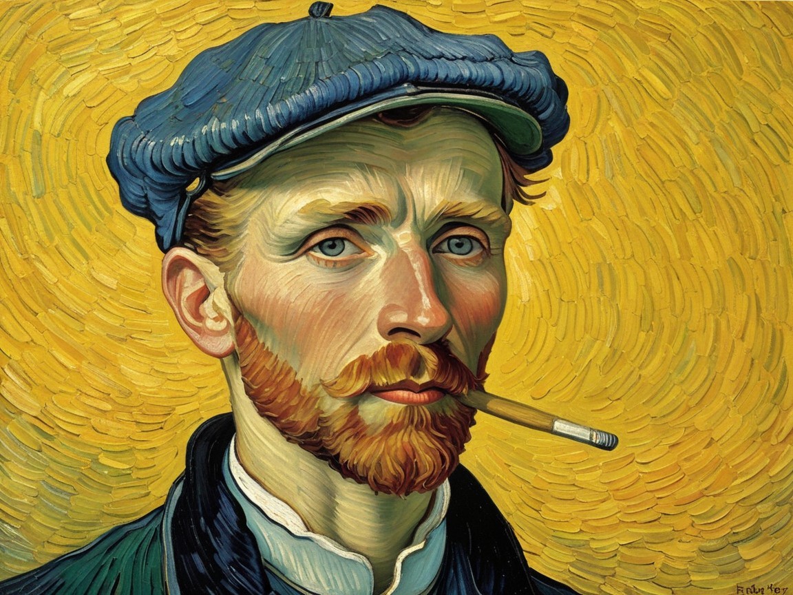 Self-Portrait of a Bearded Man in Blue Cap