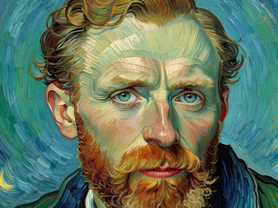 Close-up Portrait of a Man with Blue Eyes and Red Beard