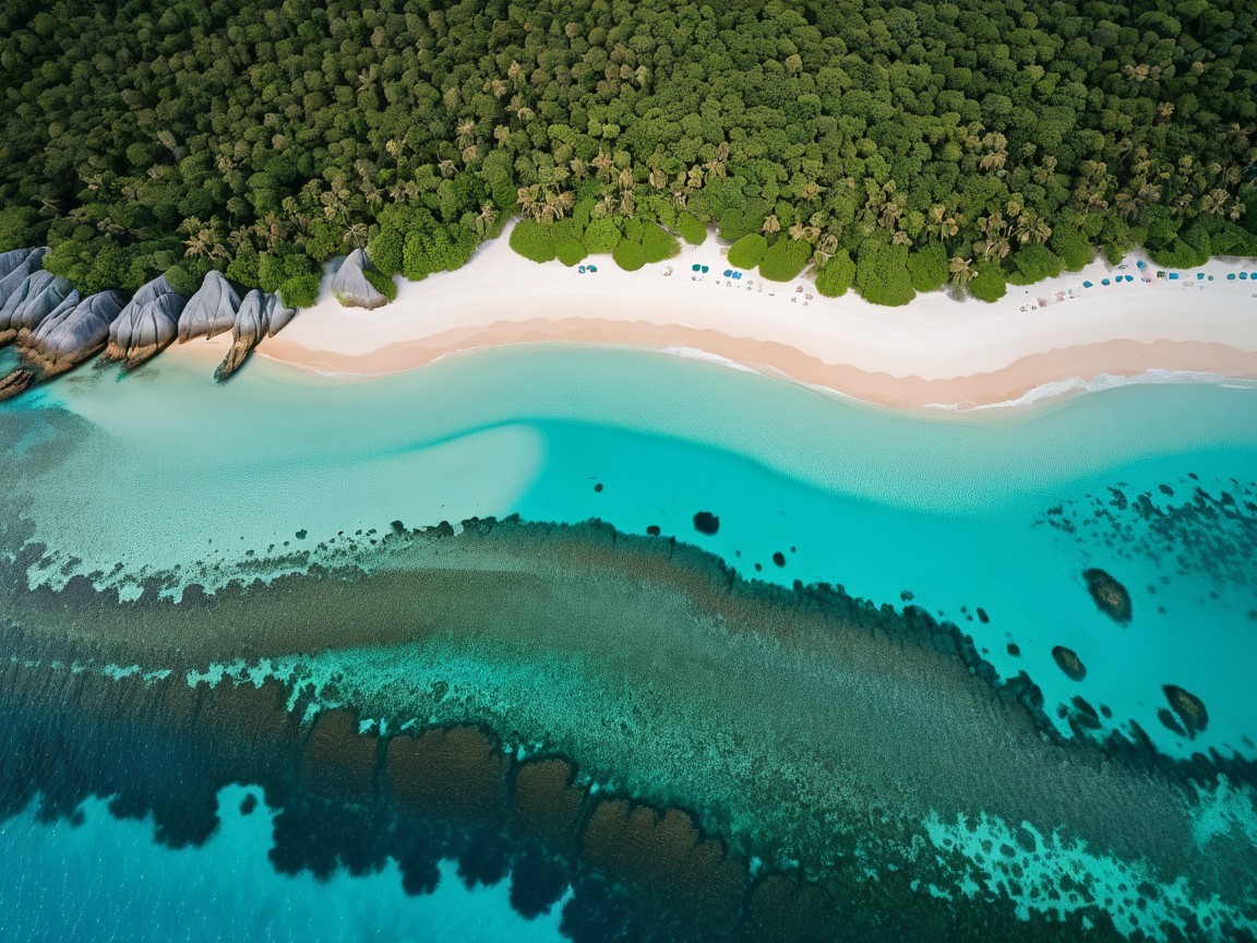 Aerial View of a Scenic Beach with Turquoise Waters