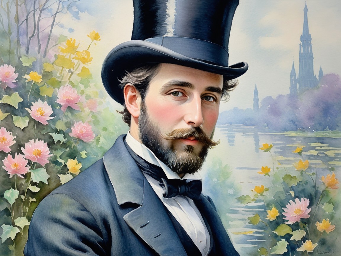 Refined Man in Elegant Suit Amidst Blooming Flowers