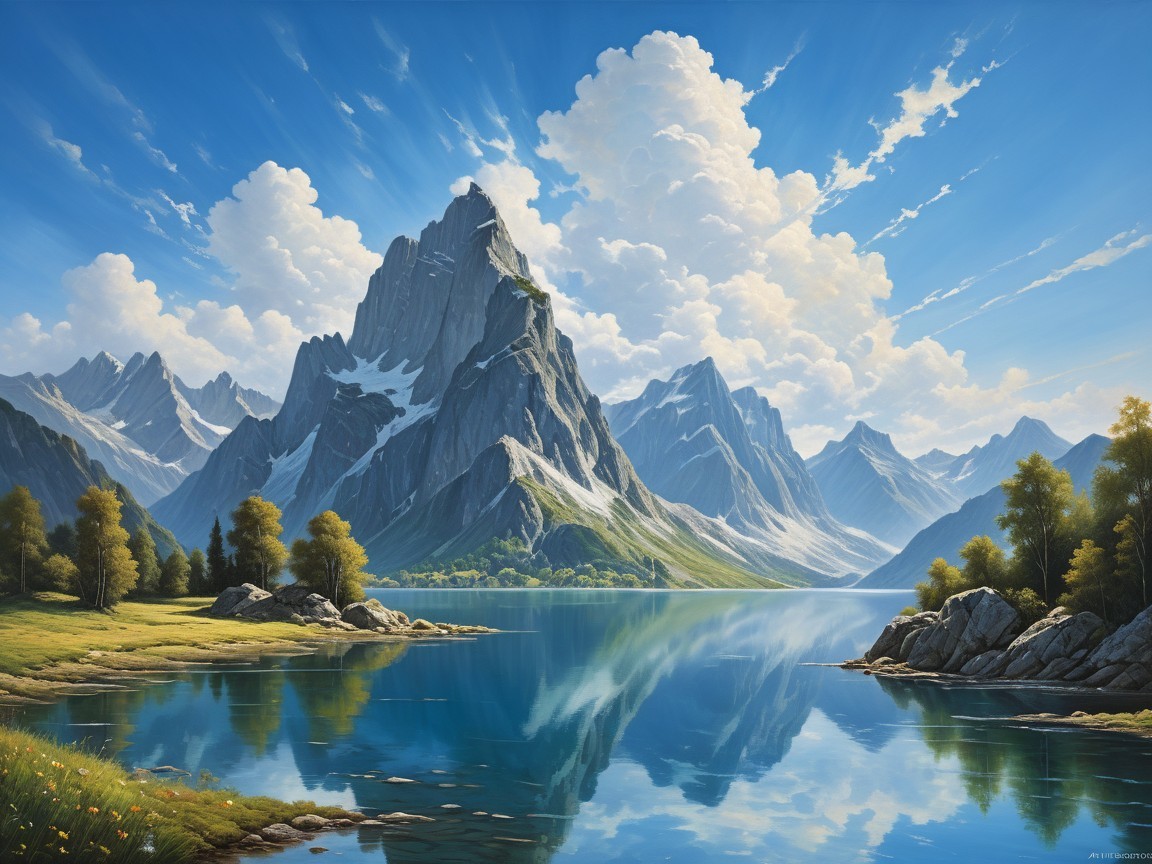 Majestic Mountain Landscape with Tranquil Lake