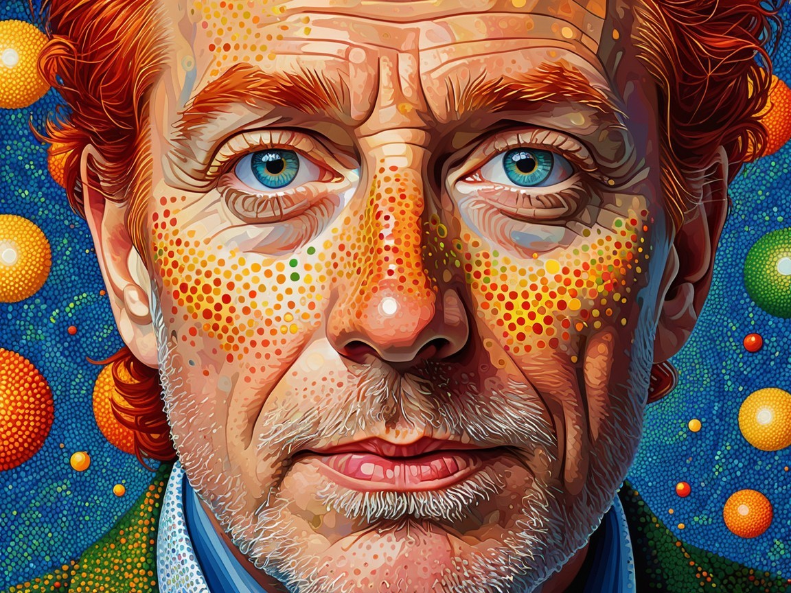 Portrait of a man with red hair and blue eyes