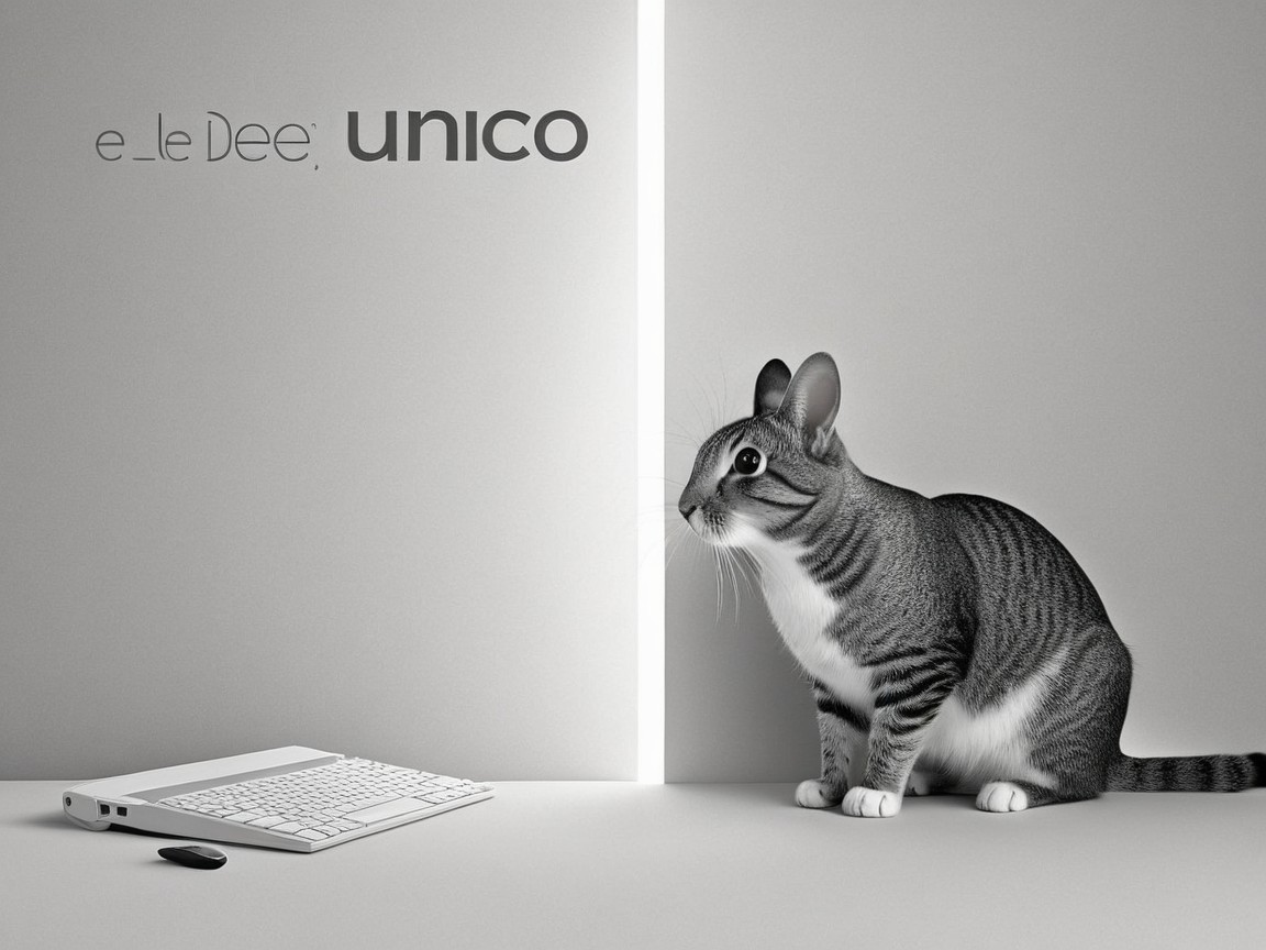 Gray and white tabby cat beside minimalist keyboard