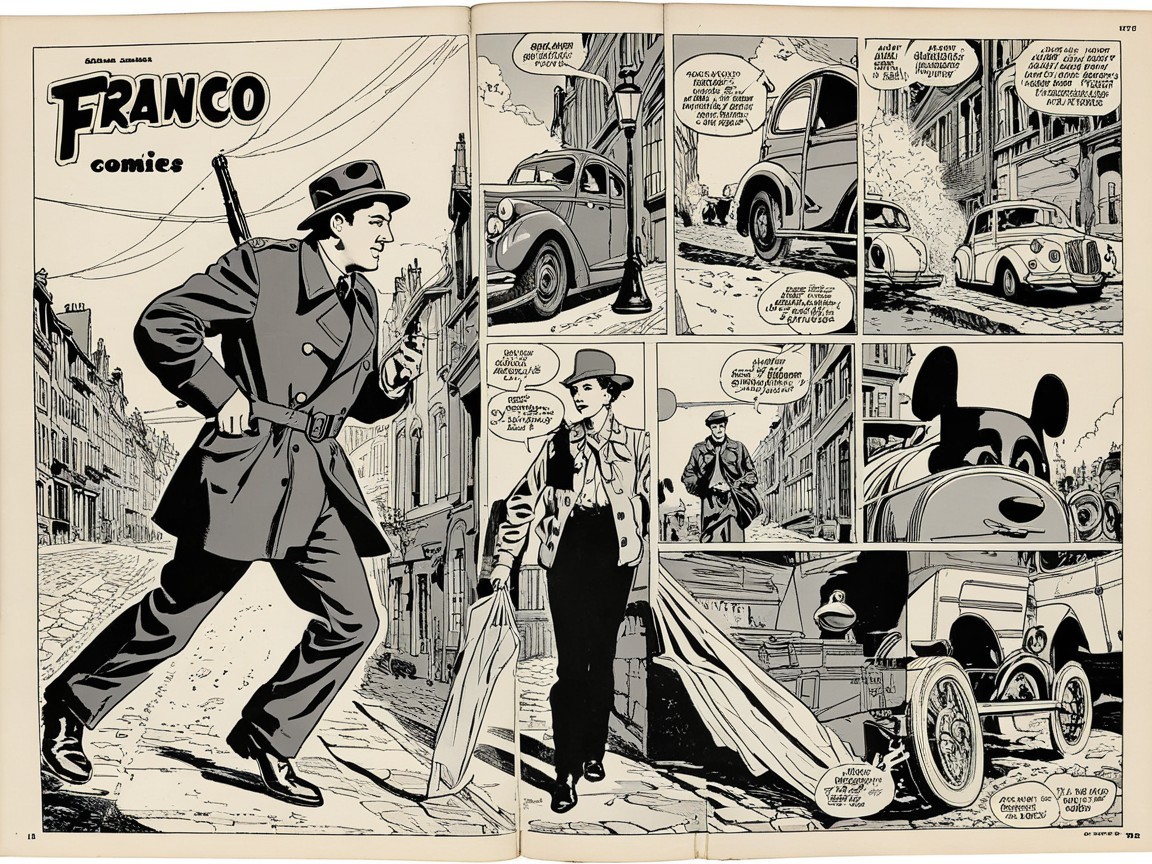 Vintage comic strip illustration with a confident protagonist