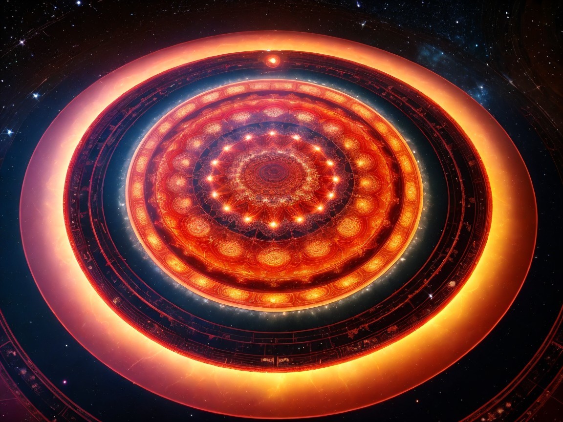 Vibrant Cosmic Spiral with Intricate Celestial Patterns