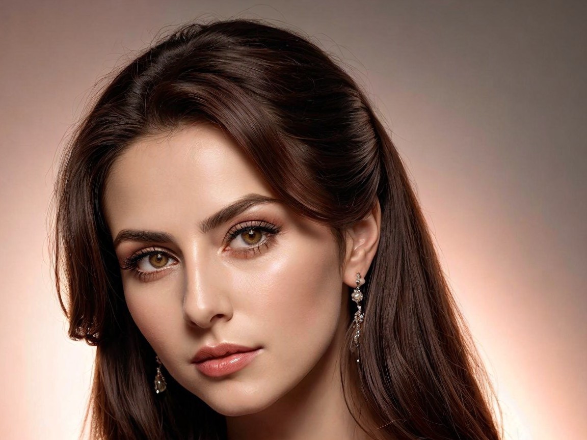 Close-Up Portrait of a Young Woman with Dark Hair