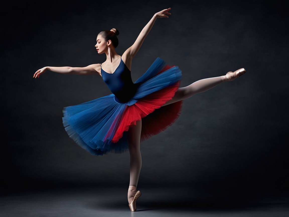 Ballerina in Vibrant Tutu Posing Elegantly