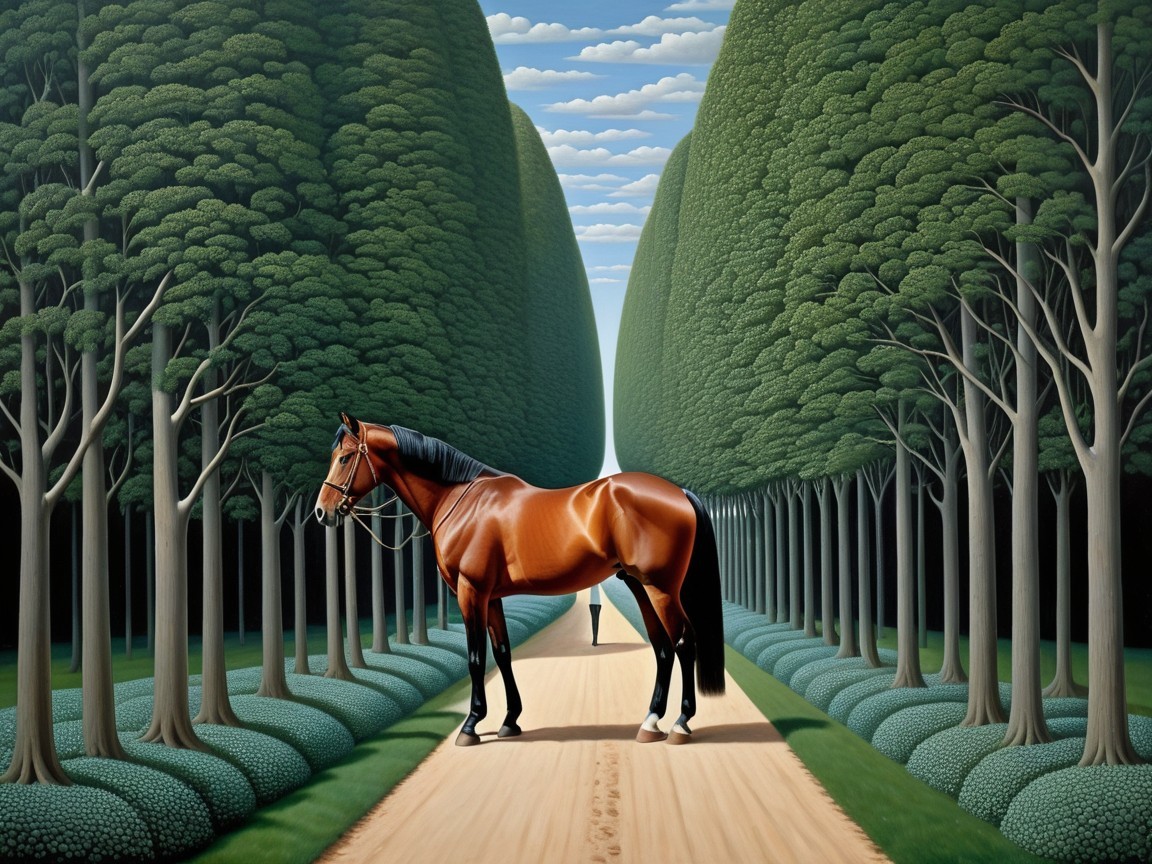 Majestic Brown Horse on Serene Sandy Path