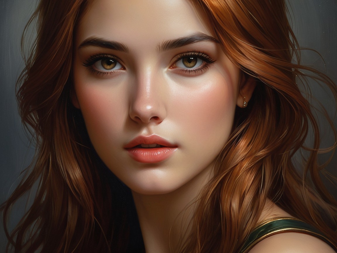 Portrait of a Young Woman with Brown Hair and Eyes