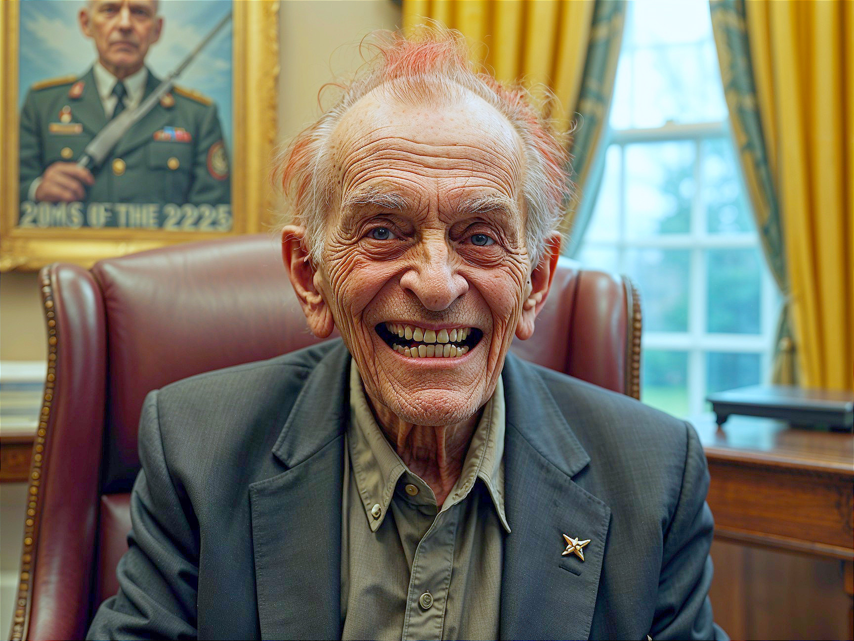 Elderly Man in Formal Office with Warm Atmosphere