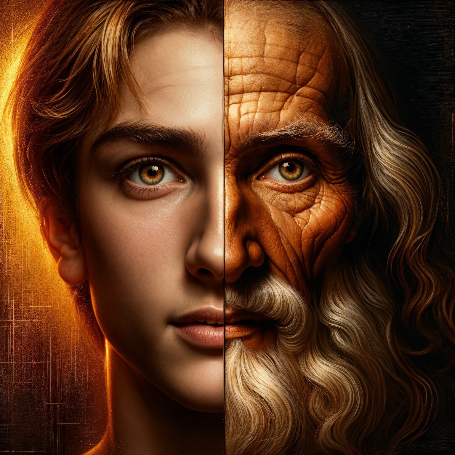Digital Artwork Showcasing Youth and Age Contrast