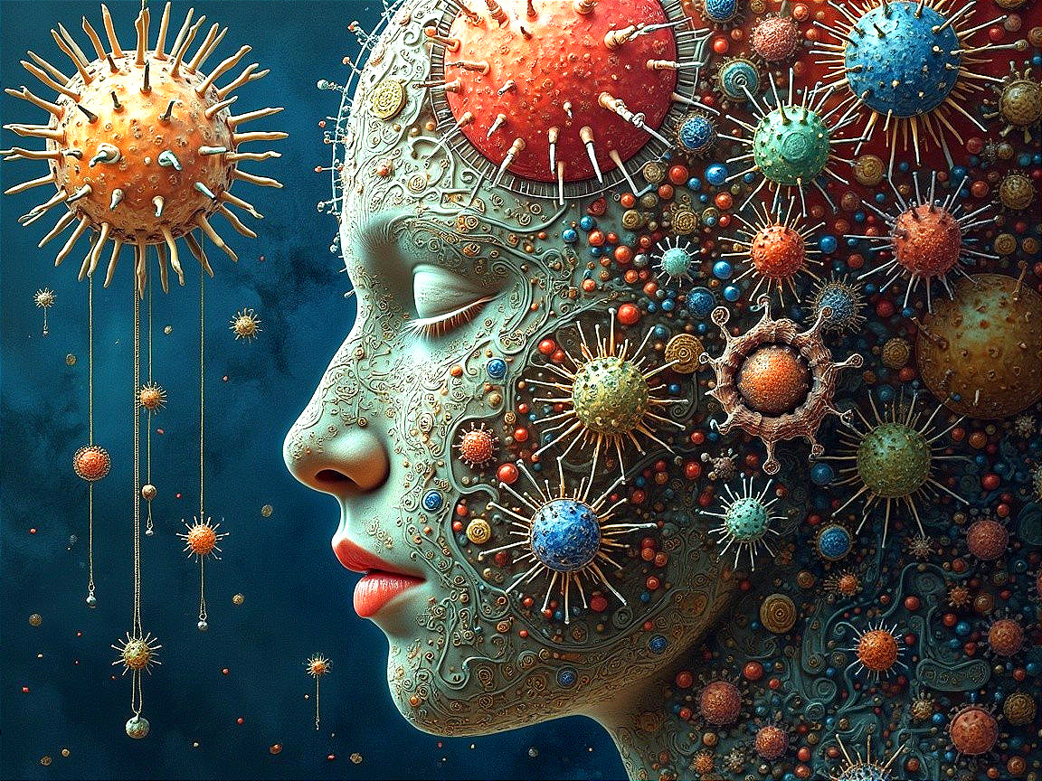 Surreal Portrait of a Woman with Colorful Adornments