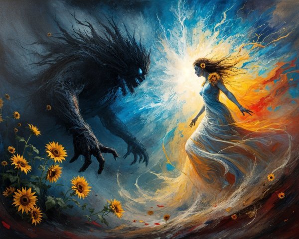 Contrast of Light and Darkness in Artful Scene