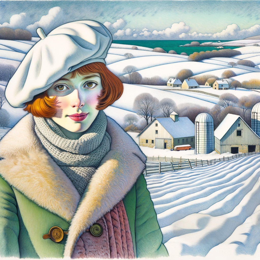 Young woman in snowy landscape with cozy attire