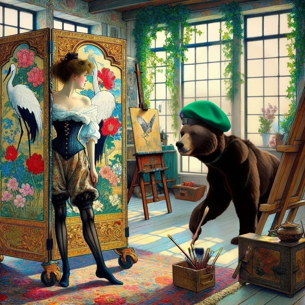 Artist's Studio with Vintage Decor and Unique Elements