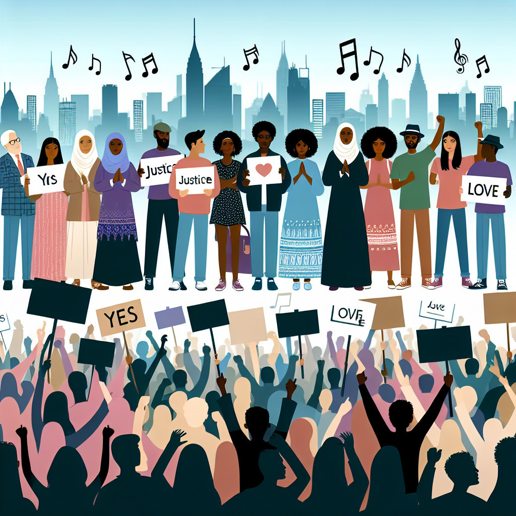 Urban Crowd Celebrating Social Justice and Unity