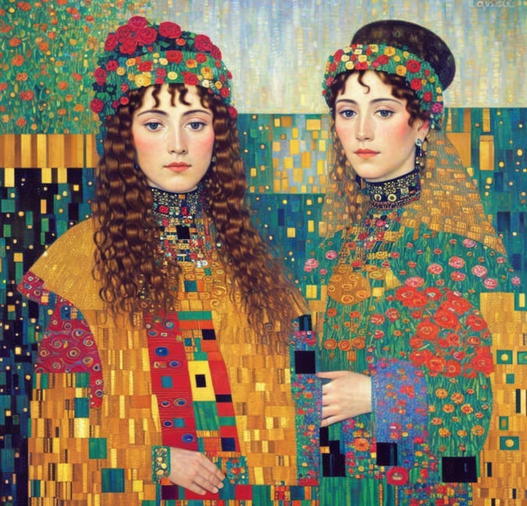 Elegant Women with Floral Crowns in Vibrant Setting