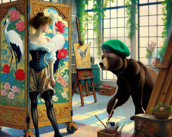 Artist's Studio with Vintage Decor and Unique Elements