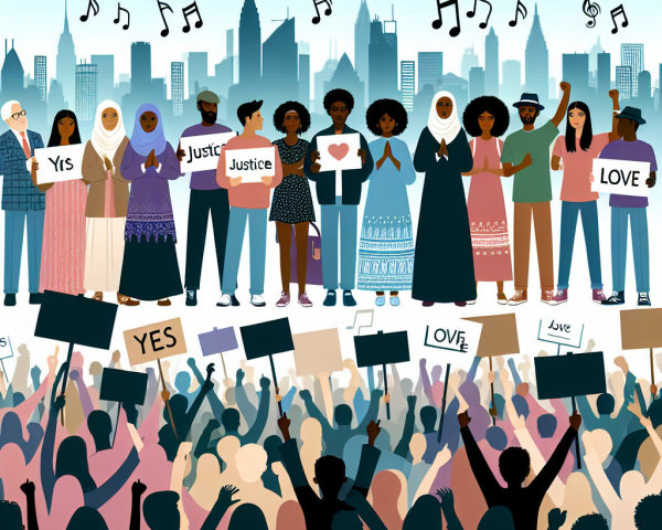 Urban Crowd Celebrating Social Justice and Unity