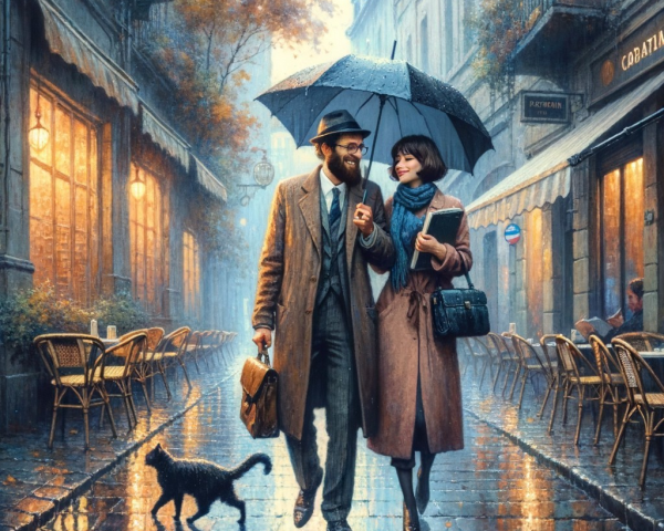 Romantic Parisian Evening with Couples and a Cat