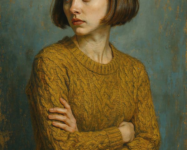 Photorealistic Painting of a Concerned Young Woman