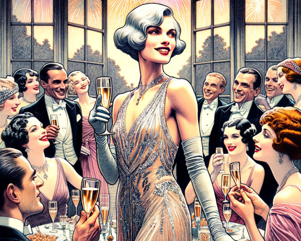 Glamorous 1920s Party with Fireworks and Elegance